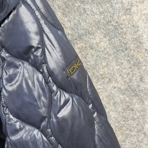 Women’s Donna Karan $350 Hooded Zip Front Quilted Navy Blue Jacket Size Medium - Picture 7 of 13